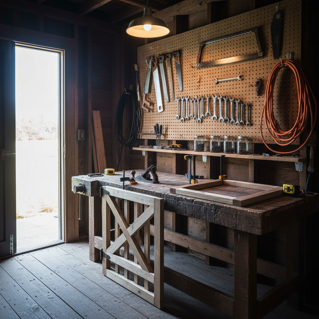 A well-equipped homestead workshop